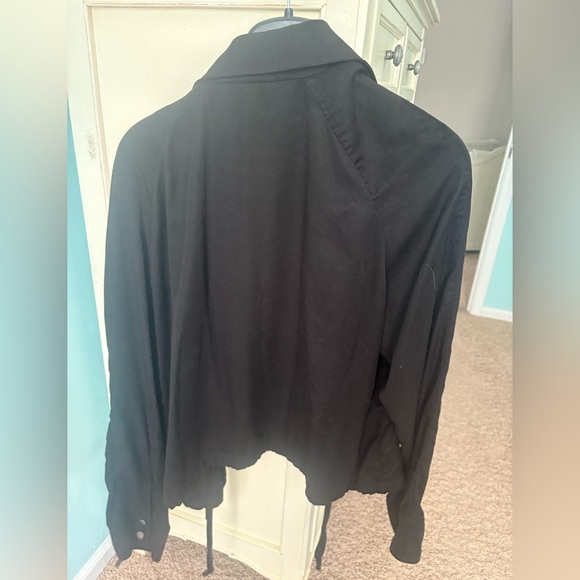 Anthropologie Black Leather Jacket Sleek Modern Design - Picture 3 of 3